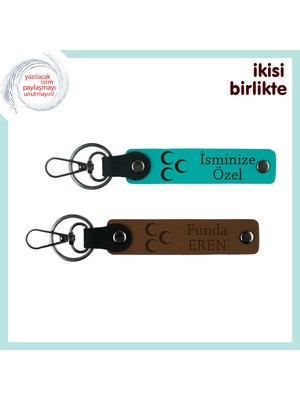 Miaju Anı Niteliğinde Unutulmaz Hediye – Üç Hilal Kişisel Anahtarlık Seti, Koyu Turkuaz-Kahve