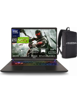 Msı Vector 16 Hx Aı Intel Core Ultra 7 255HX A2XWHG-091XTR-04 64GB 1tb RTX5070TI 12GB Freedos 16" Wuxga Gaming Laptop & A2XWHG091XTRK04