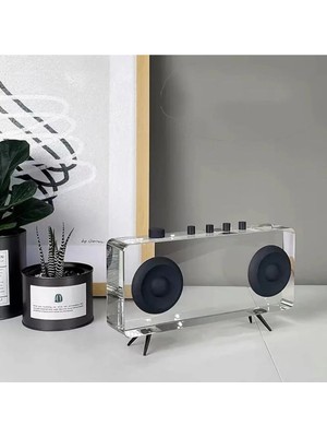 Şeffaf Kristal Cam Retro Radyo Tasarımlı Masaüstü Dekor Objeleri