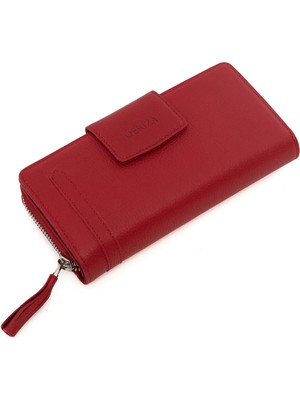 Deriza Prage Hakiki Deri Kadın Cüzdanı Kırmızı