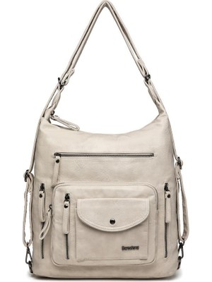 Yıkama Deri Hem Sırt Hem Omuz Kadın Çantası 21-K Barcelona 1580-7