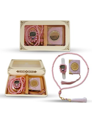 3lü Özel Tasarım Kutulu Tesbih ve Kuran ve Zikirmatik Set