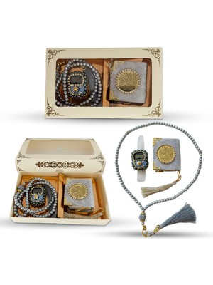 3lü Özel Tasarım Kutulu Tesbih ve Kuran ve Zikirmatik Set