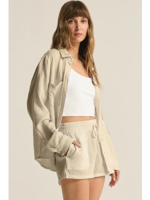 Kadın Lastikli Müslin Şort – %100 Pamuk 2 Kat Müslin Kumaş – Nefes Alabilir, Hafif ve Rahat Tasarım – Plaj & Günlük Kullanıma Uygun