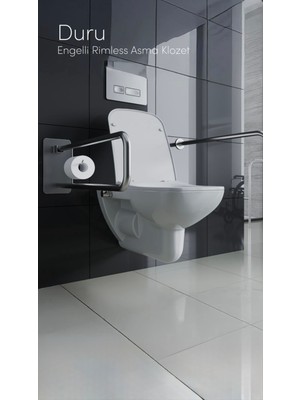 Cerastyle Duru Rimless Bedensel Engelli Asma Klozet + Yavaş Kapanır Klozet Kapağı