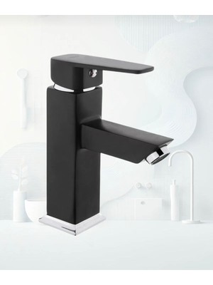Siyah Kare Sabit Aç Kapa Lavabo Bataryası