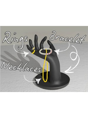 About The Perfect 18 cm Siyah Dekoratif Takı Mankeni, Yüzük, Kolye, Küpe, Bileklik Sergileme Standı