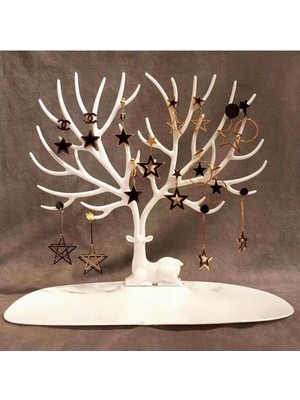 About The Perfect Geyik Tasarımlı Beyaz Takı Standı, Yüzük, Küpe ve Kolye Organizerı