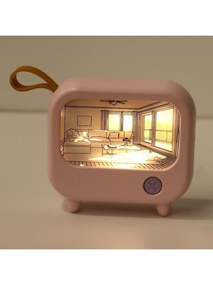 Sevimli Tv Şekilli LED Işık, 2 Mod, Dekoratif ve Renkli Gece Lambası
