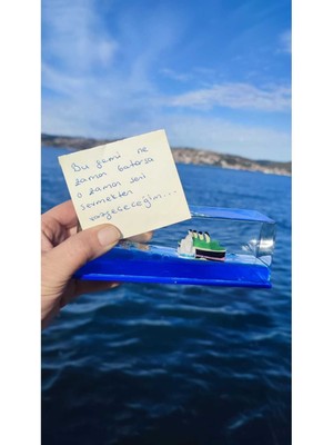 Mavi Renkli Dayanıklı Gemi Temalı Şık Dekoratif Obje