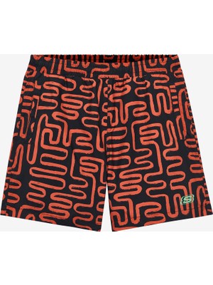 Skechers B 5 Inch Allover Print Swimshort Büyük Erkek Çocuk Siyah Deniz Şortu SK2510098-001