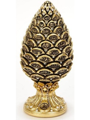 Altın Kristal Kozalak Biblo, Şık ve Doğal Dekorasyon Parçası