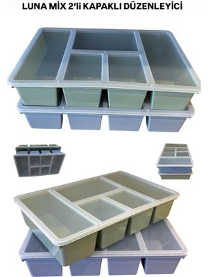 About The Perfect 2'li Renkli Luna Set, 5 Bölmeli Çekmece Içi Düzenleyici, Kapaklı Organizatör