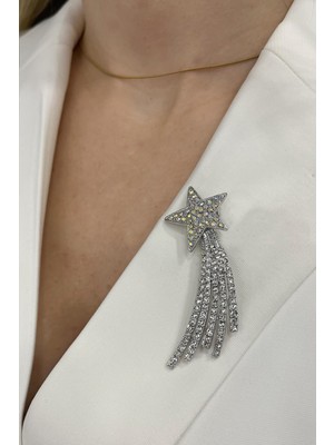 Modex Kayan Yıldız Taşlı Broş
