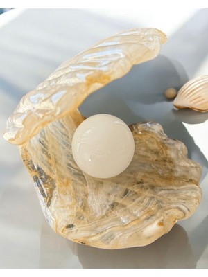 Inci Detaylı Ekru Kristal Cam Sunum Objesi 110MM Çap