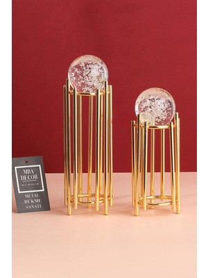 Ikili Gold Dekoratif Obje, Ofis Konsol Zigon, Paslanmaz Metal, 6 Cm, Köpüklü Kristal