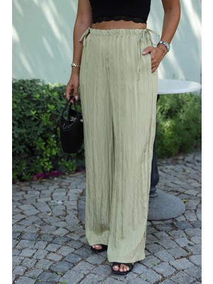 Yeşil Bel Ip Detay Pantolon