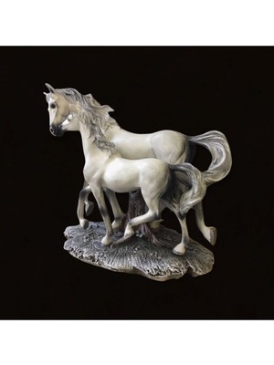 Beyaz Yavrulu At Heykeli, Dekoratif ve Şık Ev ve Ofis Süsümü