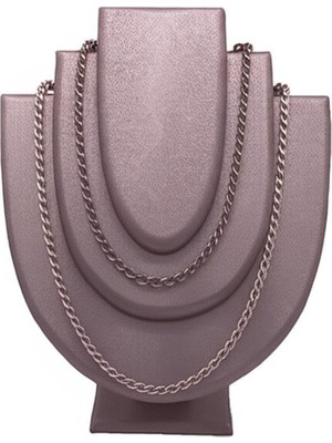 About The Perfect Ahşap ve Deri Detaylı, Pembe Renk, 25 cm Takı Sergileme Mankeni