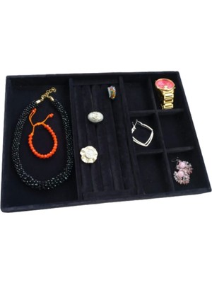 About The Perfect Şık Yerli Süet Siyah Takı Kutusu, Yüzük, Küpe, Bileklik ve Kolye Saklama Alanı