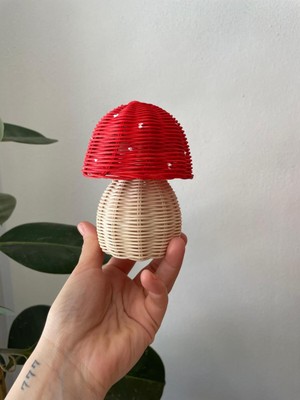 Şık Kırmızı Rattan ve Bambu Tasarımlı Modern Ev Dekoratif Ürün