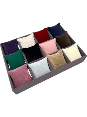 About The Perfect Renkli Süet Kumaş Yastıklı Çekmece Iç Saat ve Takı Kutusu 34/24 cm