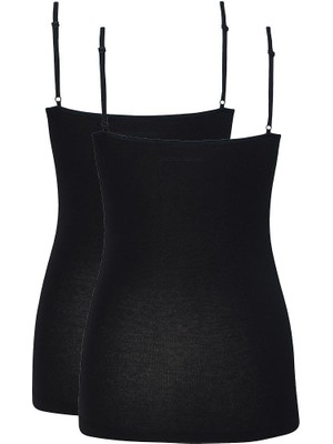 ESSENTİAL İNCE ASKILI 2 Lİ SİYAH ATLET 1592