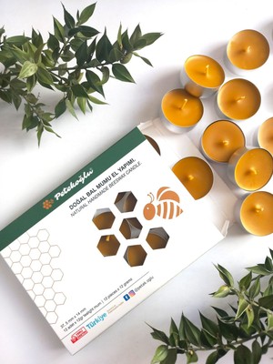 12 Adet Doğal Balmumu Tealight Mum, Beyaz, Standart Boy, Buhurdanlık Için