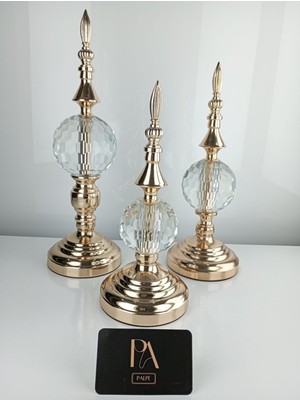 Parlak 3’lü Metal Dekoratif Obje Seti, Salon ve Ofis Şıklığına Uygun