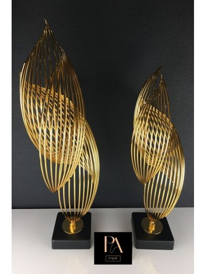 2'li Metal Dekoratif Obje Biblo Seti, Salon ve Ofis Için Şık Süs Eşyası