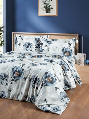 Bedline Ranforce Nevresim Takımı Çift Kişilik Poppy Mavi