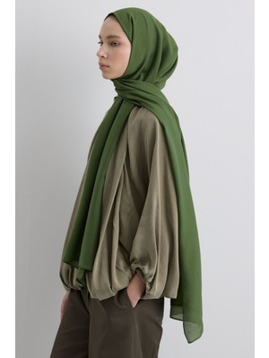 Paris Ipeği Asker Yeşil  Renk Pamuklu Şal
