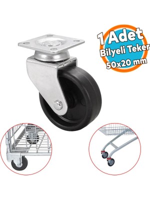 Ofis Koltuk Tekeri Vidalı Yük Taşıma Mobilya Alışveriş Sepeti Tablalı Teker 50 mm x 20 mm Siyah