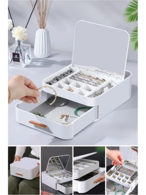 About The Perfect Beyaz Aynalı Takı Düzeni, Şık ve Pratik Takı Saklama Çözümü