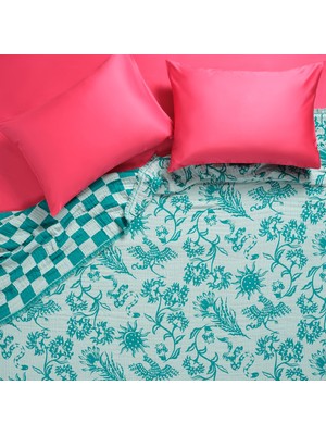 Zsa Zsa Zsu Costa Yeşil Çift Kişilik Pamuk Yatak Örtüsü