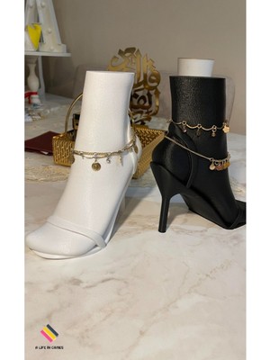 About The Perfect Iki Parçalı Halhal ve Bileklik Sergi Standı - Şık ve Dekoratif Takı Tutucu, Çelik, Gümüş, Altın