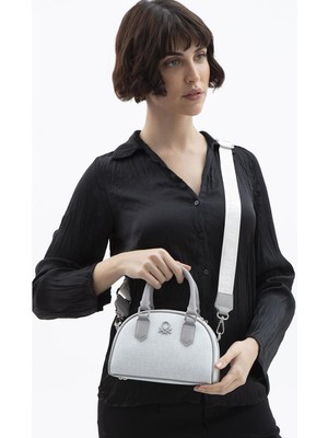 United Colors Of Benetton Kadın Kol Çantası Bnt 1602 - Beyaz-A.gri