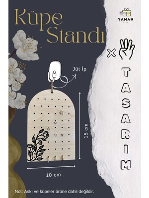 About The Perfect Çiçek Desenli 4'lü Küpe Standı Seti, Ipli Organizer, 10X15 Cm, Şık ve Pratik Kullanım