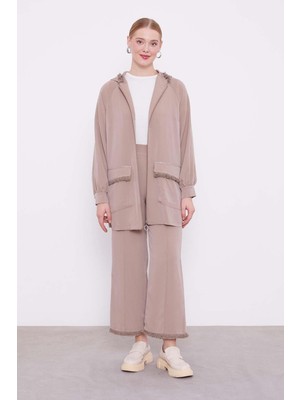 S.kahve Püskül Cep Detaylı Ikili Takım