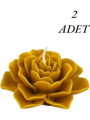 Iki Adet Gül Figürlü Doğal Balmumu Dekoratif Mum, Şık ve Zarif Tasarım