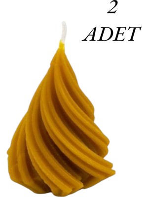 Iki Adet Doğal Balmumu Çam Ağacı Dekoratif Mum Seti, Şık ve Doğal Atmosfer Yaratır.