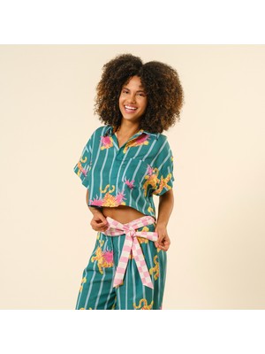 Tavas Dijital Baskılı Gömlek - Yeşil