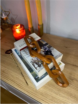 Kahverengi Ahşap Desenli 5'li Dekoratif Zincir Seti