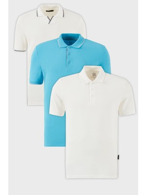 Buratti Pamuklu Regular Fit 3'lü Paket Polo Yaka T Shirt Erkek Polo Yaka T Shirt 59029641827S3