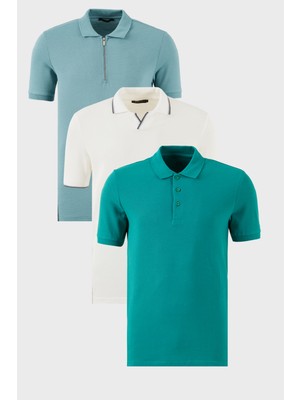 Buratti Pamuklu Regular Fit 3'lü Paket Polo Yaka T Shirt Erkek Polo Yaka T Shirt 59029641527S3