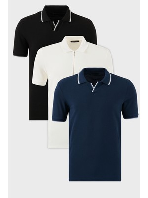 Buratti Pamuklu Regular Fit 3'lü Paket Polo Yaka T Shirt Erkek Polo Yaka T Shirt 590296415S3