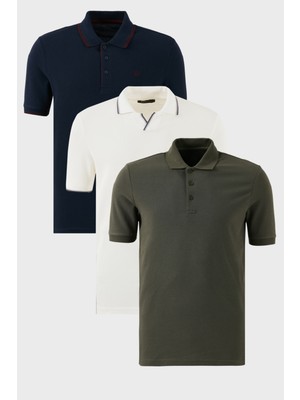 Buratti Pamuklu Regular Fit 3'lü Paket Polo Yaka T Shirt Erkek Polo Yaka T Shirt 59029641827S3
