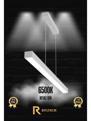 Rultech Lineer Beyaz Işık 6500K 150CM Beyaz Kasa Ledli Sarkıt Modern Led, Salon, Mutfak, Ofis, Mağaza, Masa Üstü LED Avize