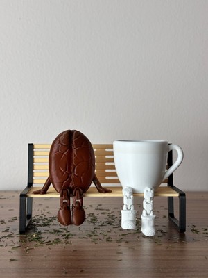 Büyük Boy Dekoratif Kahve Çekirdeği, Fincan ve Bank Seti, Şık ve Özel Tasarım