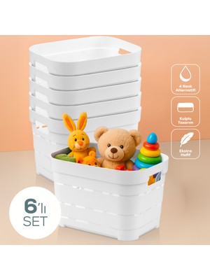 6'lı 5 Litre Delikli Saklama Kutusu Beyaz